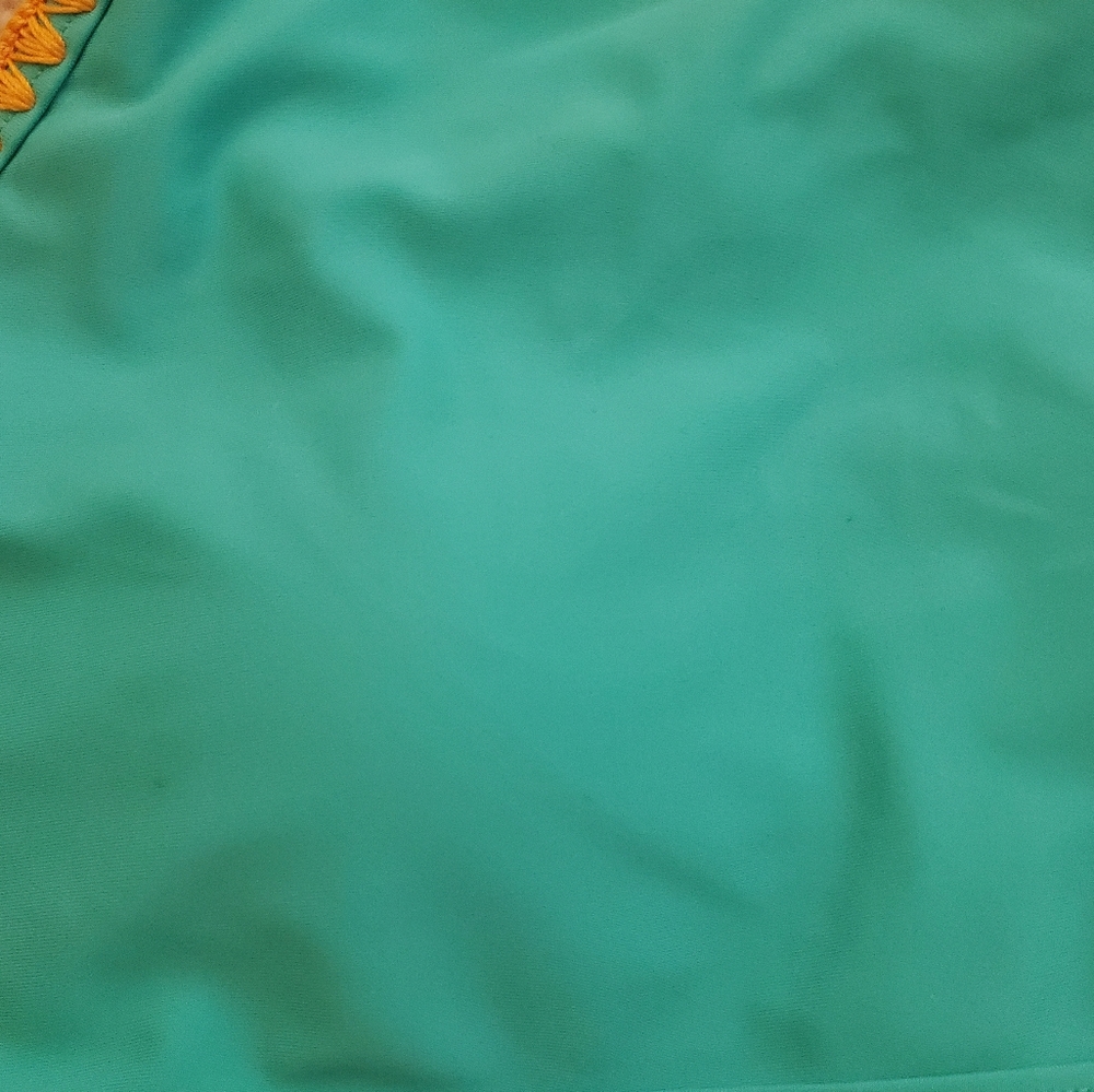 Aerie Aqua Yellow Stitch High Neck Swim Top - Picture 4 of 6